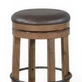 thumbnail image 4 of Yael Swivel Backless Barstool Set of 2, Gray Faux Leather, Brown Wood, 4 of 7