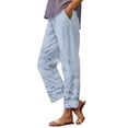 thumbnail image 2 of Women's Casual Pants Women'S Floral Embroidered Lace Printed Loose Pocket Patchwork Casual Pants,Blue Women's Casual Pants S, 2 of 5