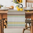 thumbnail image 5 of Vintage Stripes Table Runner, Yellow Brown Pink Striped Abstract Lines Kitchen Table Runners Dress Scarves for Table Decorations Party/Restaurant/Indoor Outdoor Use, 13x72in, 5 of 9