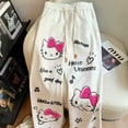 thumbnail image 6 of Sanrio Japanese Hello Kitty Graffiti Sweatpants Cute Wide Leg Pants Women Y2k Pants Streetwear Women 2024 Summer Korean Fashion, 6 of 15
