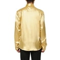 thumbnail image 3 of MODA NOVA Big & Tall Men's Dress Satin V Neck Long Sleeve Button Down Shirts Golden LT, 3 of 6