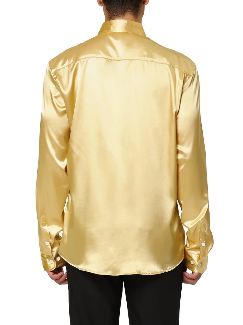 INSPIRE CHIC Men's Dress Satin V Neck Long Sleeves Button Down Party Shirts M Golden - Walmart.com INSPIRE CHIC Men's Dress Satin V Neck Long Sleeves Button Down Party Shirts M Golden - Walmart.com