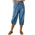 thumbnail image 3 of Sijiajgjfu Capri Pants for Women 2025 Drawstring Elastic Waist Cropped Lantern Trousers with Pocket Navy XXL, 3 of 7