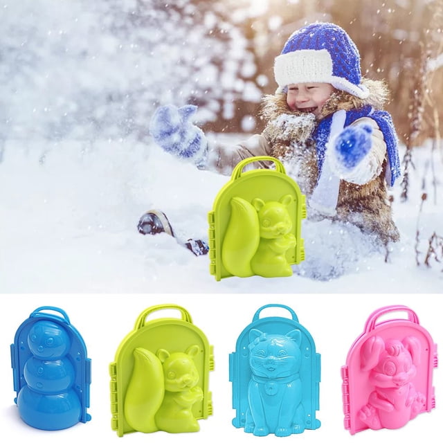 Cartoon Snow Mold for Children Plastic Rabbit Snowman Cat Squirrel Shaped Snowball Maker Clip Winter Snow Mold Outdoor Sand Mold Tool Creative Toy for Kids Adults Outdoor