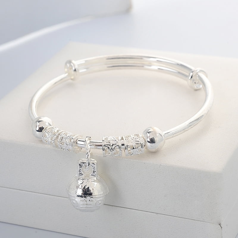 Crystal Bead Bangle Silver Plated Womens Charm Bracelets in 20 Colors –  I'LL TAKE THIS