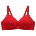 thumbnail image 3 of Bras for Women Soild Color Wireless Sports Seamless Push Up Adjustable Yoga Sleep Large Bra on Clearance Red 46, 3 of 3