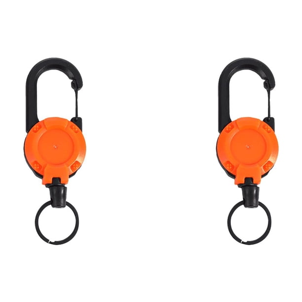 Llavero Retráctil Con Soporte para Tarjeta Identificación Cable Acero 24 Pulgadas () Naranja