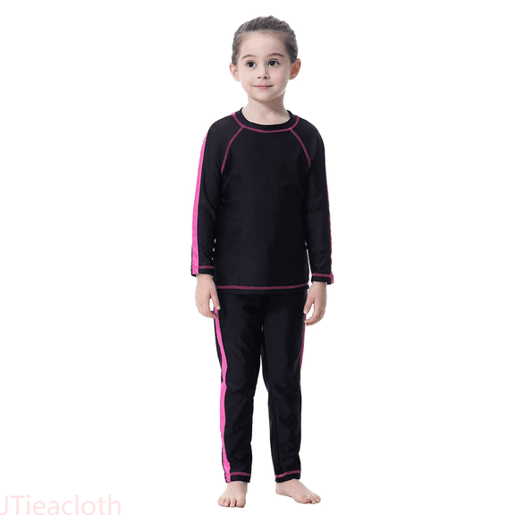 JTieacloth Full Coverage Girls Swimwear Long Sleeve Swim Shirt And Swim Pants With For Beach Pool Swimming,Sizes 2-3 Years