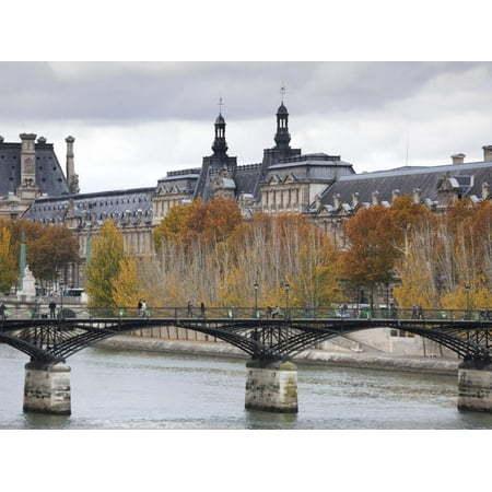 Musee De Louvre Museum and Pont Des Arts Bridge, Paris, France Print Wall Art By Walter (Best Art Museums In Paris)