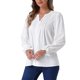 thumbnail image 4 of Blusa de trabajo INSPIRE CHIC para mujer con cuello partido, plisada, de manga larga, casual y de negocios, 4 of 6