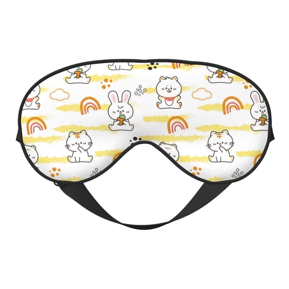 Naloa Rabbit And Milk Tea Print Sleep Mask for Sleeper, Light Blocking Sleeping Eye Mask for Women Men, Eye Shade with Adjustable Strap for Travel, Nap,Meditation