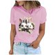 thumbnail image 2 of Tops de Cuello Alto para las Mujeres Amante Impreso Camiseta Cuello Redondo Manga Corta, Poliéster Spandex, 2 of 7