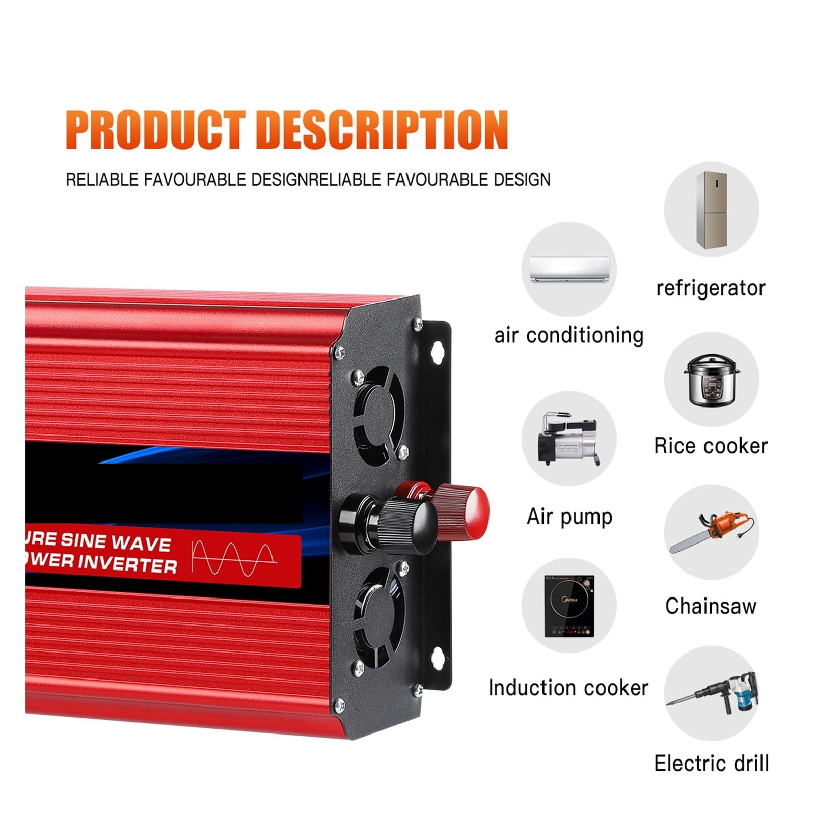 Pure Sine Wave Inverter 12V 24V To 220 1600W 2500W 3500W 4000W DC To AC Voltage Converter 12 220 Mini Car Power Supply ,Portable Design