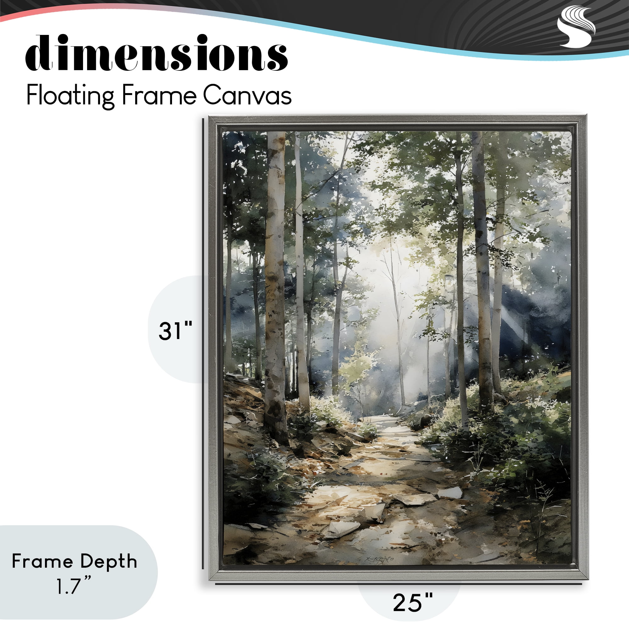Stupell Industries Through The Woods Pathway Gray Framed Floater Canvas Wall Art, design by Franklyn Gregory