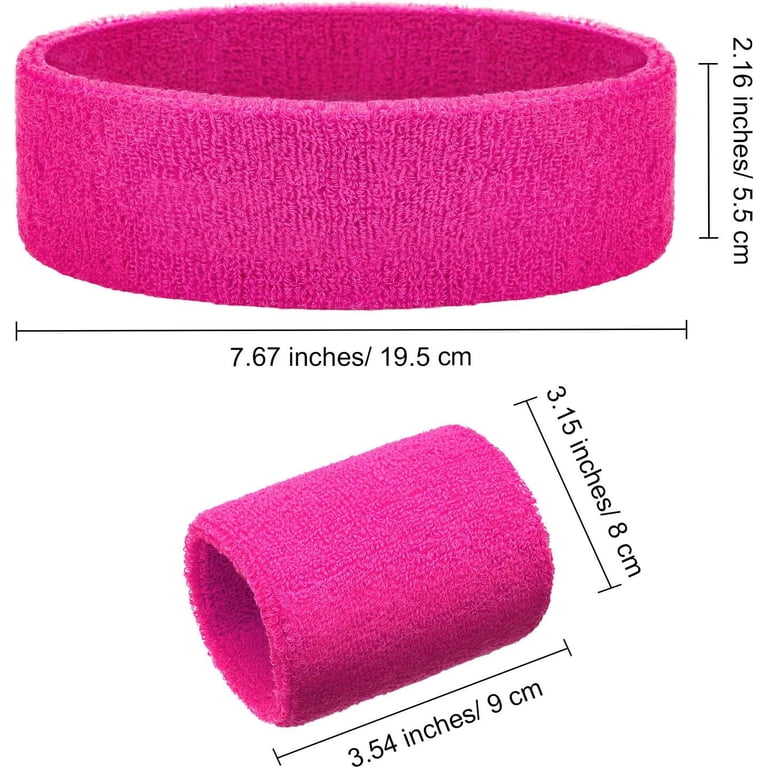 Neon Sweatband Set 2 Headbands 4 Wristbands Sports Athletic Terry Cloth Minzimin 6 Pcs Neon Sports Sweatbands Set Paris Sports  main image 3