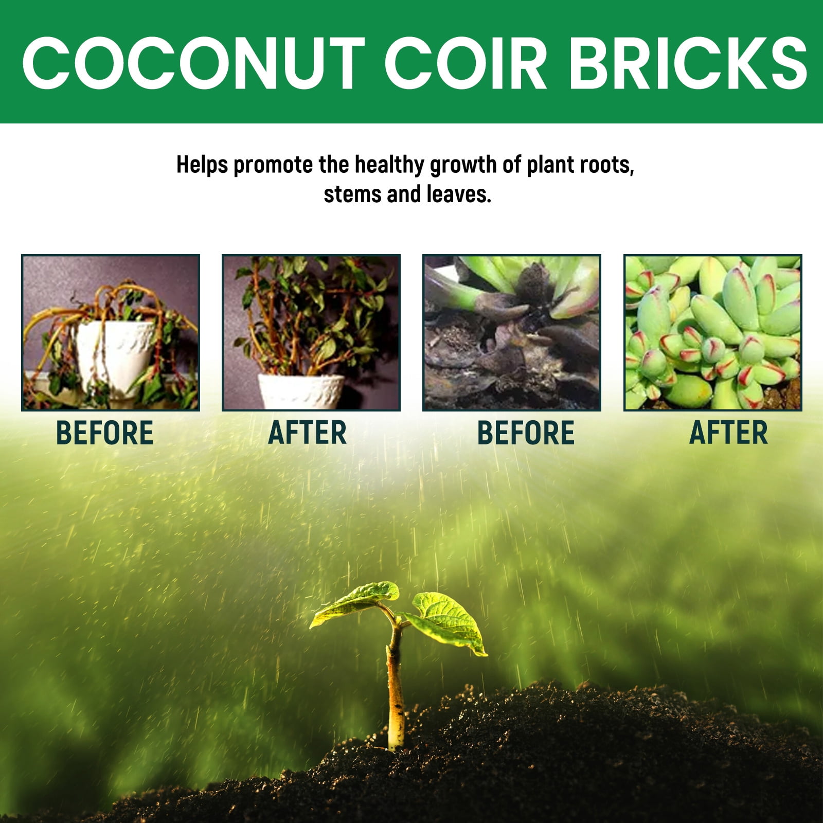 MoonSpry Plant Coconut Coir Brick Set Plant Cultivation Growth Nutrient Soil Potted Grass Flower Fertilizer