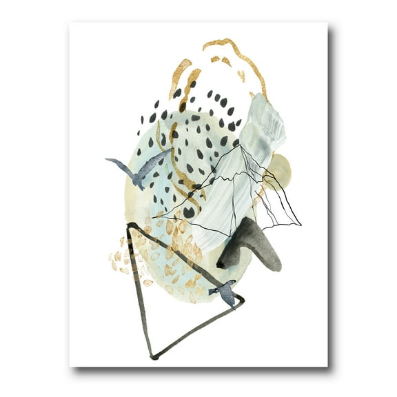 Designart ' Mountain Bird With Gouache Of Abstract Landscape ' Modern Canvas Wall Art Print