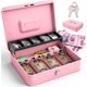 thumbnail image 1 of Caja para Dinero de Seguridad con Llaves y Cerradura de Seguridad, Caja Fuerte para Almacenamiento, Amplios Compartimientos con 4 Charolas para Billetes y 5 Depósitos para Monedas (Rosa),Rosa, 1 of 7