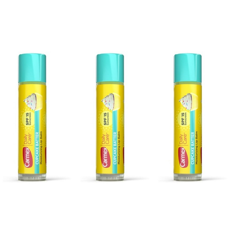 Carmex Daily Care Moisturizing Lip Balm, SPF 15, Cupcake Batter, 3 Pack