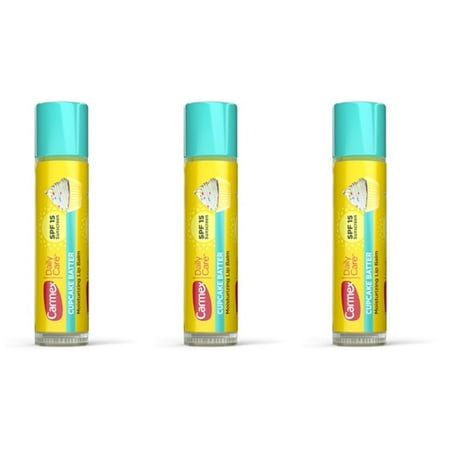Carmex Daily Care Moisturizing Lip Balm, SPF 15, Cupcake Batter, 3 Pack