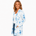 thumbnail image 2 of Women's Plus Size White Blue Floral Cardigan, Long Sleeve Open Front Tunic with Pockets, 2 of 8