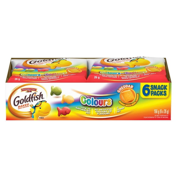 Goldfish Colours Crackers Snack Packs, (6 x 26g bags), Cheddar Crackers 6 * 26g