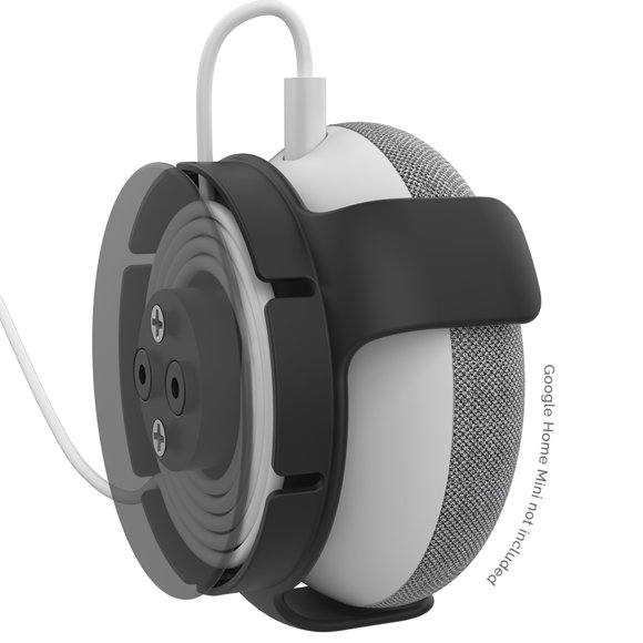 2 Pack,Black,Wall Mount for Google Home mini/Nest Mini (2nd Gen) Bracket Holder,Space-Saving,Perfect Cord Management,No Messy Wires or Screws,Sturdy Voice Assistant Wall Mount