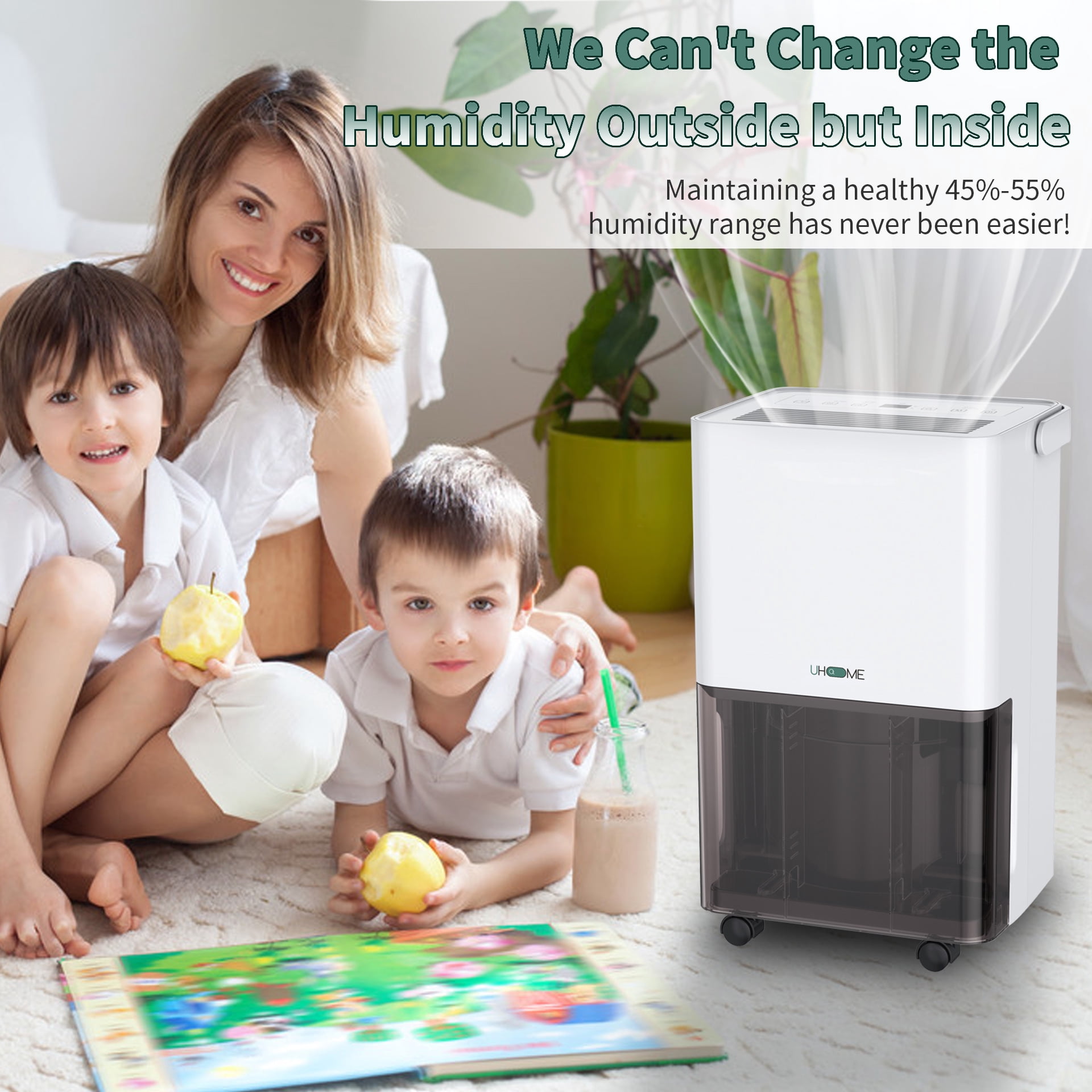 Uhome 30 Pint Dehumidifier - for Basement with Activated Carbon Filter, Humidity Sensor, Auto Shut Off, Continuous Drainage Hose