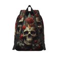 thumbnail image 2 of Lsque Classical Rose Crown Skull Pattern Canvas Daypack, Durable Backpack, High-quality Versatile Backpack,Vintage Compact Backpack-Medium, 2 of 6
