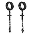 thumbnail image 1 of Pendientes largos cruzados Salvador de acero de titanio negro 2.52 pulgadas, 1 of 10