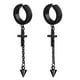 thumbnail image 1 of Pendientes largos cruzados Hugo 2pcs Hombre Mujer Acero Negro, 1 of 10