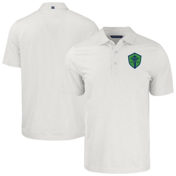 Men's-Cutter & Buck  White Seattle Sounders FC Pike Eco Symmetry Print Stretch Recycled Polo