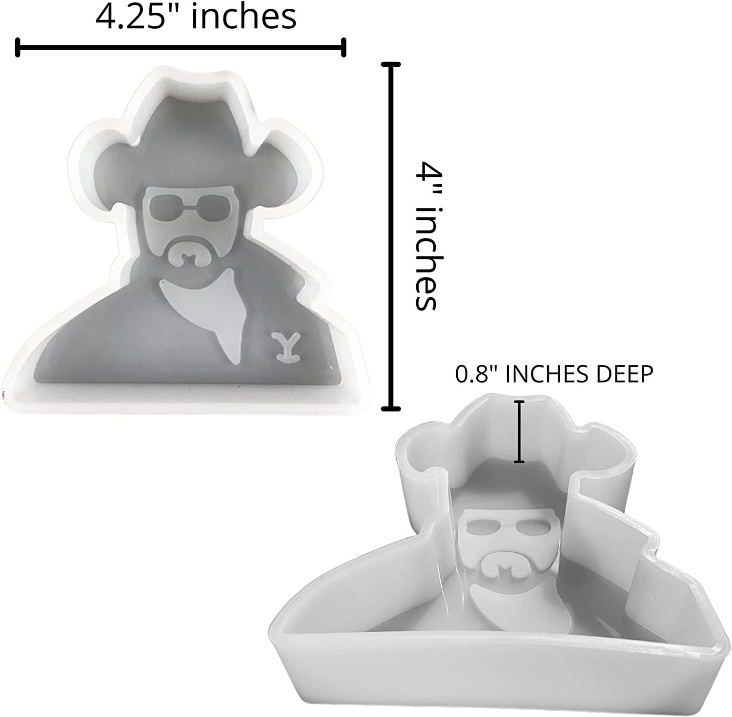 4 Pack Y Cowboy Silicone Freshie Molds  Cowboy Rip, Beth, Y, Dutton Button Silicone Mold for Freshies, Silicone Mold for Epoxy, Silicone Mold for Soap  Send Rip  Oven Safe Freshie Molds