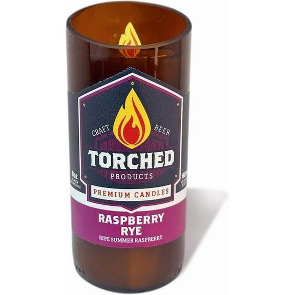 Torched Beer Bottle Scented Candles Natural Soy Wax Candles 11 oz Raspberry Rye
