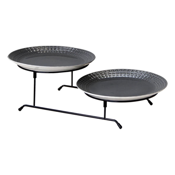 Soporte de 2 Niveles para Postres y Pasteles Soledad Bandeja de Almacenamiento Gris oscuro