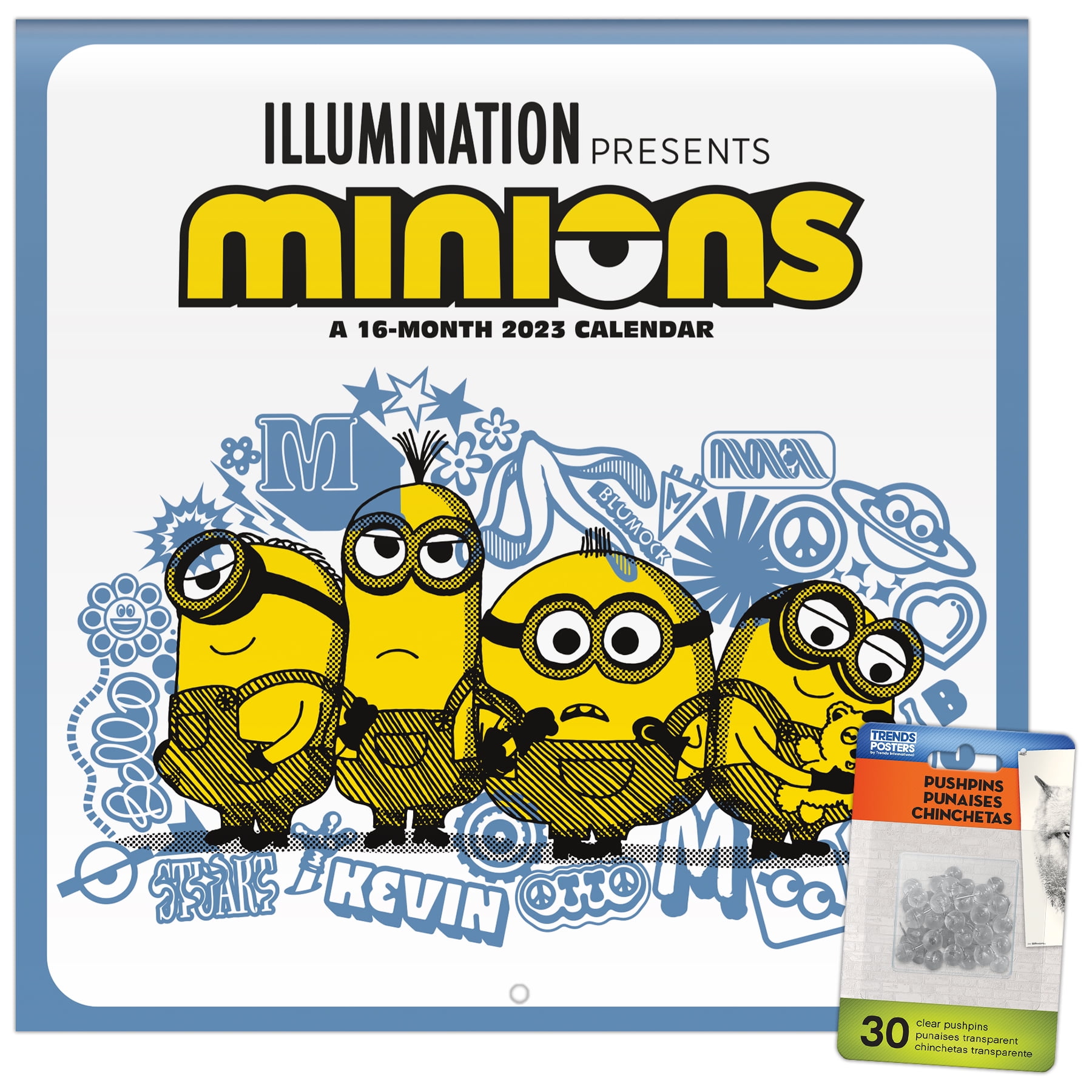 Trends International 2023 Minions The Rise of Gru Wall Calendar & Pushpins