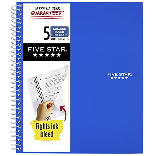 Wired Note Book with 200 for Five Star Spiral College Ruled Notebook 5 Subject 