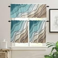thumbnail image 2 of Teal Brown Ombre Kitchen Curtains Set Short Half Curtains 36 Inches Length, Turquoise Tier Curtains and Valance Set Modern Geometric Aesthetic Curtain Window Treatment Draperies for Cafe Bathroom, 2 of 5