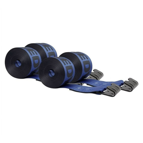 Kinedyne Winch Straps 4" x 30" Blue Heavy Duty Tie down w/ Flat Hooks WLL# 5400 lbs | 4 Inch Cargo Control for Flatbed Truck Utility Trailer ( 4 Pack)