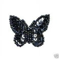 thumbnail image 2 of Lily 1.75"x1.25" Black Navy White Sequins Butterfly Sew On Applique Patch DIY, 2 of 6