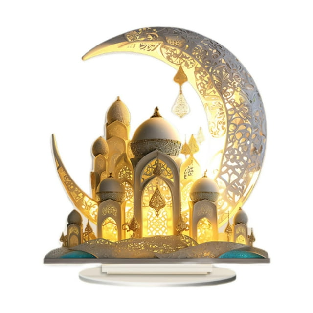Rongfmy Acrylic Moon Castle Decoration 2D Centerpiece for Bookshelf Anniversary Home