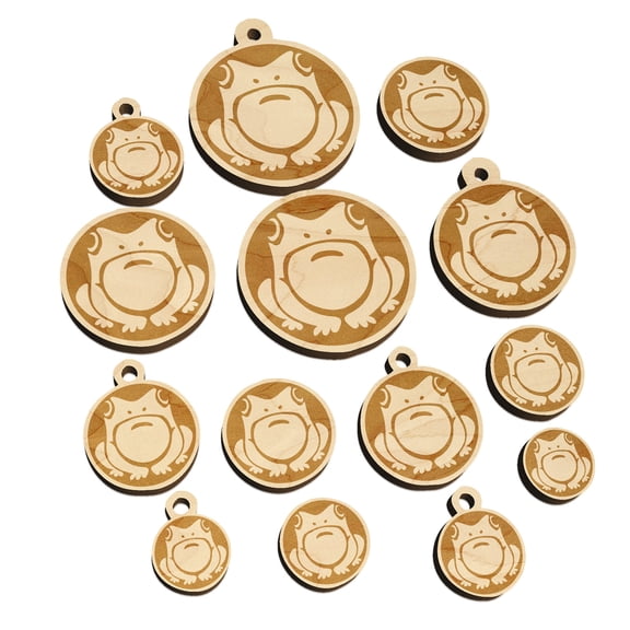 Cute Frog Sitting Wood Mini Charms Shapes DIY Craft Jewelry - With Hole - 16mm (22pcs)