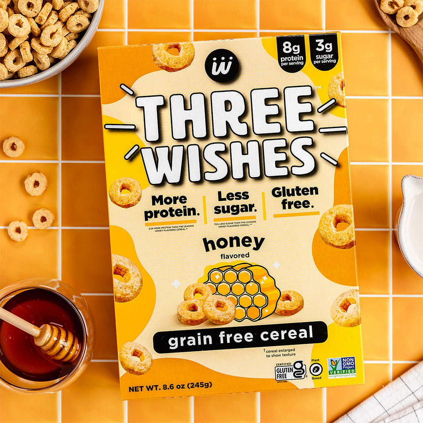 (Pack of 6), Three Wishes Honey Grain-Free Cereal, 8.6 oz
