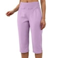 thumbnail image 5 of GEWSEY Dressy Capri Pants for Women Stretch High Waisted Crop Work Pants Summer Casual Capris Slacks Yoga Trousers Dress Pant (Light Purple, M), 5 of 6
