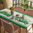 thumbnail image 3 of Saint Patrick's Day Table Cloths for 6 Foot Rectangle Tables, Luck Leaves Car Grey Wooden Plaid Patio Waterproof Elastic Fitted Tablecloths, Washable Rectangular Table Cover for Camping, 3 of 8