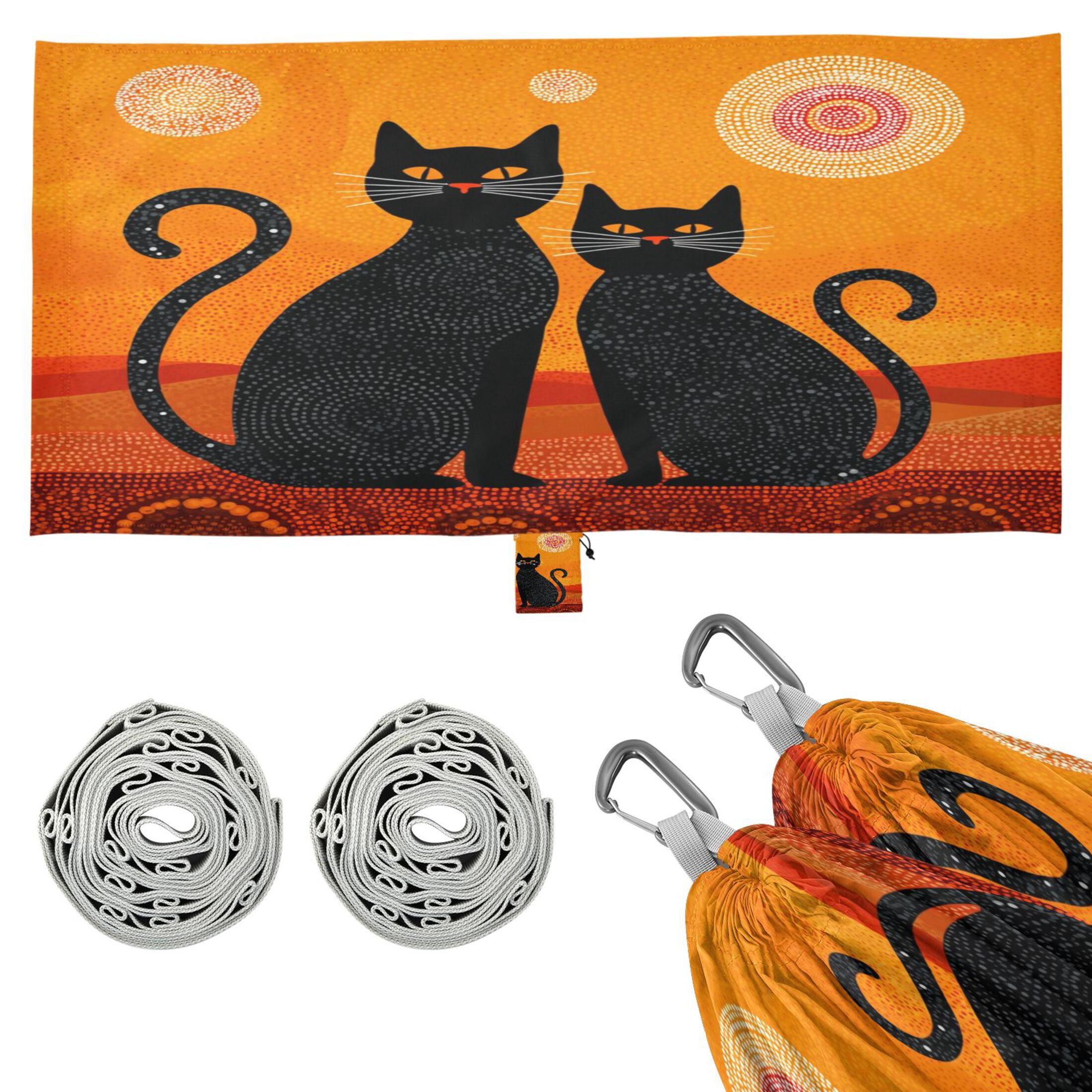 Hammock Camping Hammock Nylon Portable Hammock Travel Camping Hammock Two Black Cats Silhouette