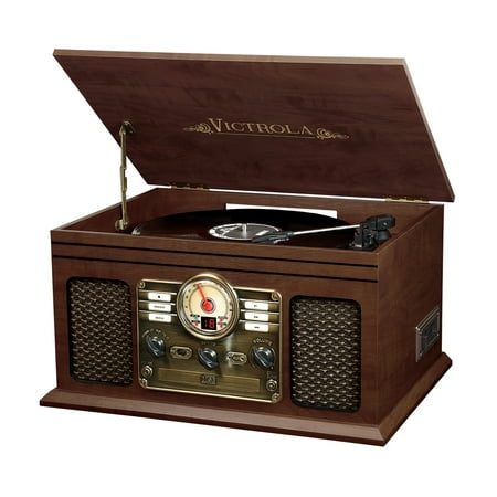 Victrola 6-in-1 Nostalgic Bluetooth Record Player with 3-speed Turntable with CD and Cassette - (Best Affordable Record Player)