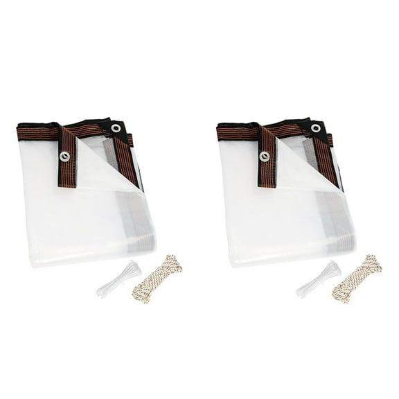 2pcs 8X10 FT Clear Waterproof Tarps Heavy Duty Outdoor Garden Rainproof Covering,Clear Vinyl Tarp with Grommets