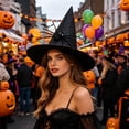 thumbnail image 4 of 2026 Halloween Indoor Decorations Piece Classic Pointed Wizard Hat With Black Bug Ornament Non Woven Fabric For Adult Kid Role Outfit Halloween Party Dress Up And Holiday Wear Accessories, 4 of 7