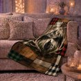 thumbnail image 6 of Rustic Mountain Lake Canoe Scene Buffalo Plaid Patchwork, Peaceful Mountain Lake Scene, Warm Flannel Blanket for Cabin and Lodge, Outdoor Lovers Camping Gift, Artistic Home Decor, 6 of 9